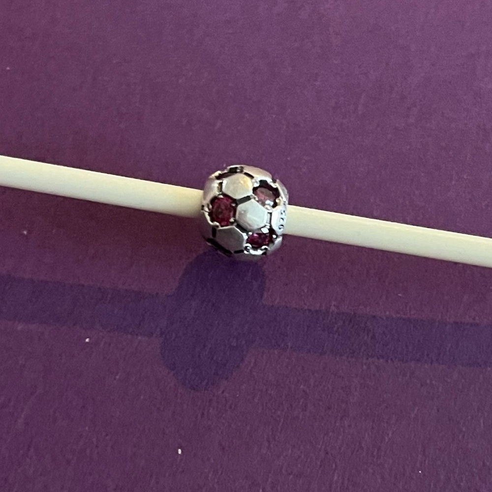 Pandora red soccer ball bead. 790444CZR.